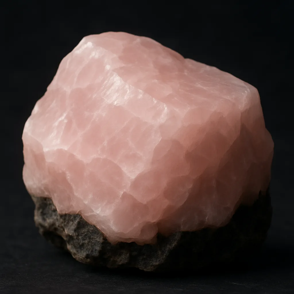 紅水晶（ローズクォーツ）の標本図（AI生成・通常光）